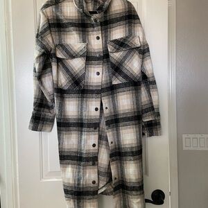 Plaid Women's Jacket - Black and Cream